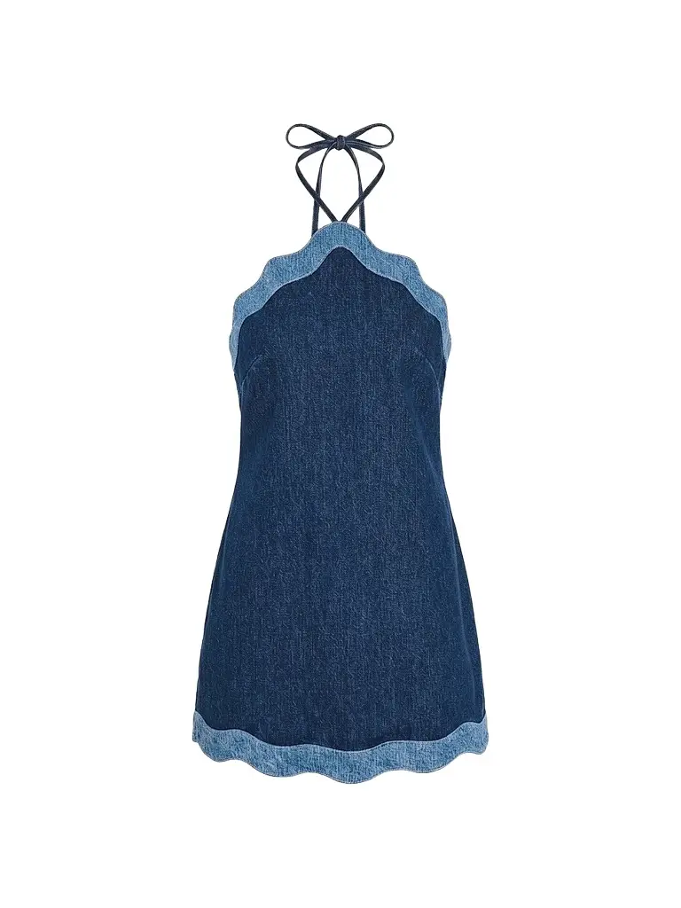 Retrofête Women's Tasia Denim Halter Mini Dress - Montana Mix | Image 1 Retrofête Women's Tasia Denim Halter Mini Dress - Montana Mix | Image 1