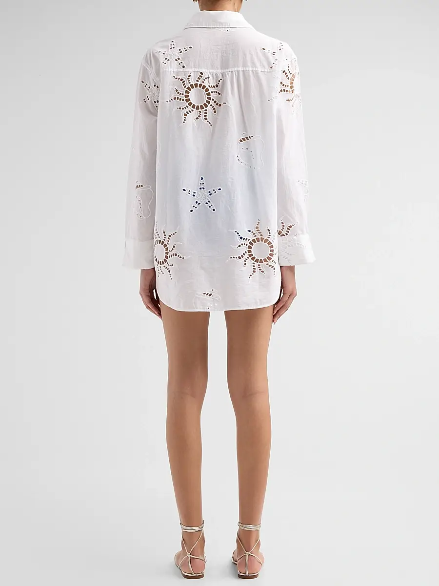 Lilly Pulitzer Women's Kwitney Eyelet Cotton Cover-Up Shirt | Thumbnail 3 Lilly Pulitzer Women's Kwitney Eyelet Cotton Cover-Up Shirt | Thumbnail 3
