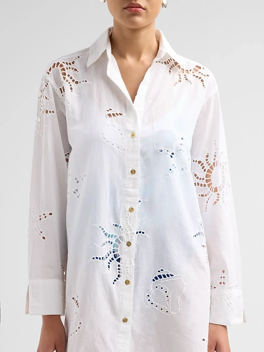 Lilly Pulitzer Women's Kwitney Eyelet Cotton Cover-Up Shirt | Thumbnail 5 Lilly Pulitzer Women's Kwitney Eyelet Cotton Cover-Up Shirt | Thumbnail 5