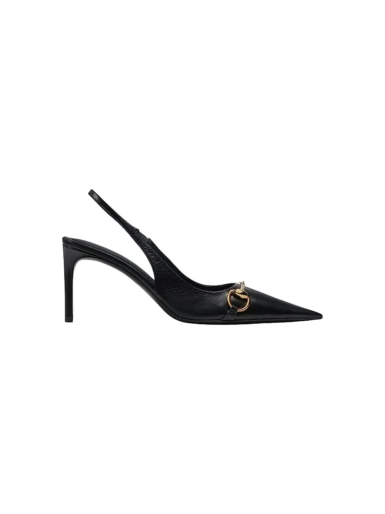 Gucci Women's Donna 80MM Leather Slingback Pumps - Black | Image 1 Gucci Women's Donna 80MM Leather Slingback Pumps - Black | Image 1
