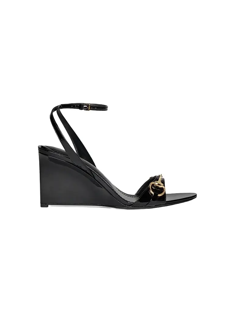 Gucci Women's Donna 80MM Wedge Sandals - Black | Image 1 Gucci Women's Donna 80MM Wedge Sandals - Black | Image 1