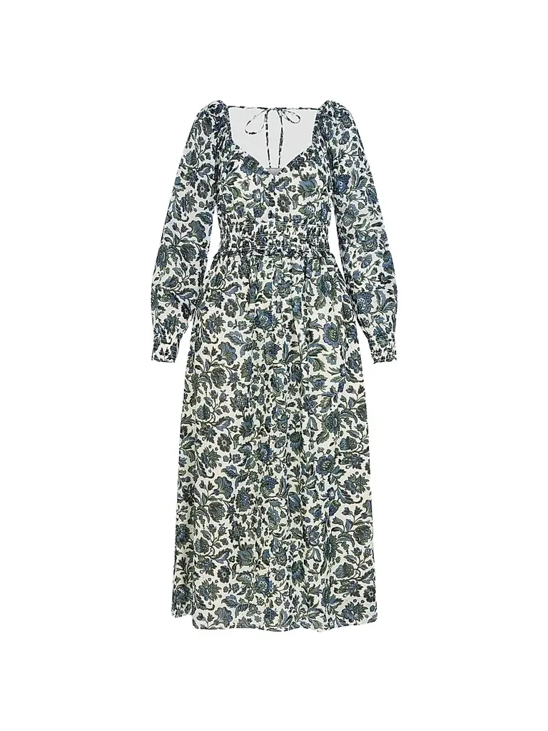 Hill House Home Women's The Eugenia Nap Dress - Jacobean Bloom Blue Green | Image 1 Hill House Home Women's The Eugenia Nap Dress - Jacobean Bloom Blue Green | Image 1