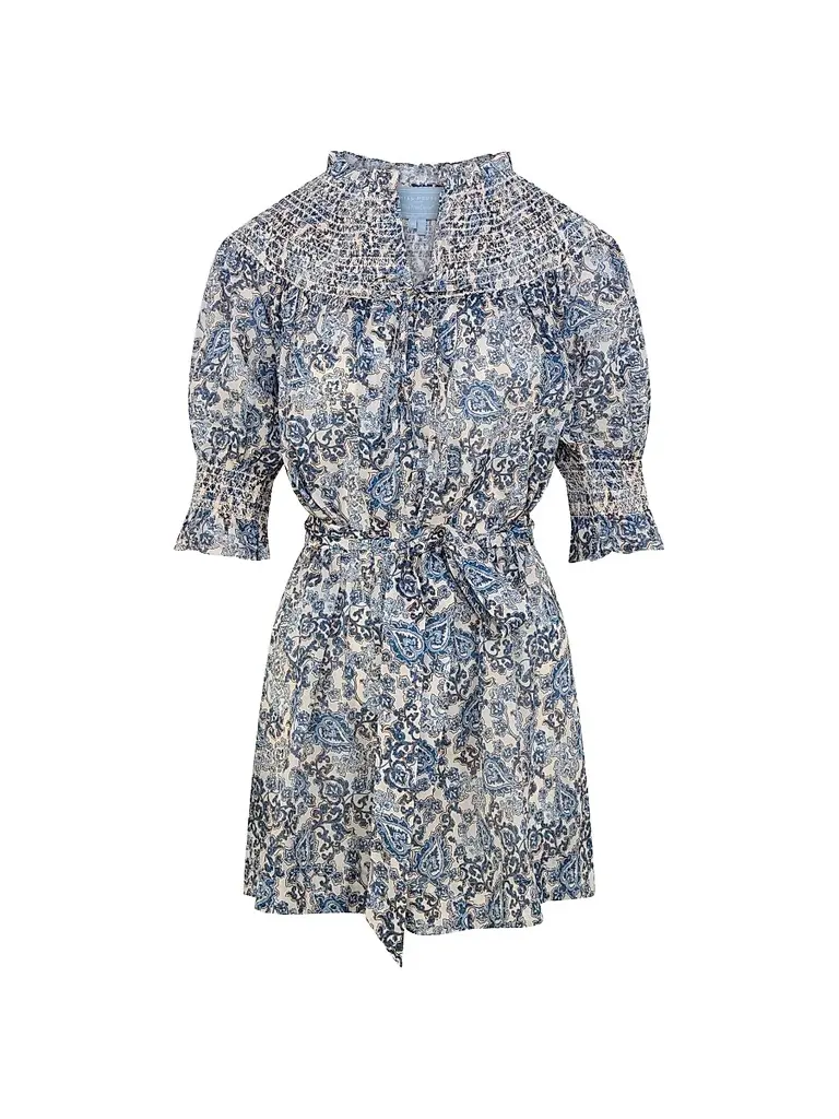 Hill House Home Women's The Zinnia Mini Nap Dress - Chedworth Paisley Blue | Image 1 Hill House Home Women's The Zinnia Mini Nap Dress - Chedworth Paisley Blue | Image 1
