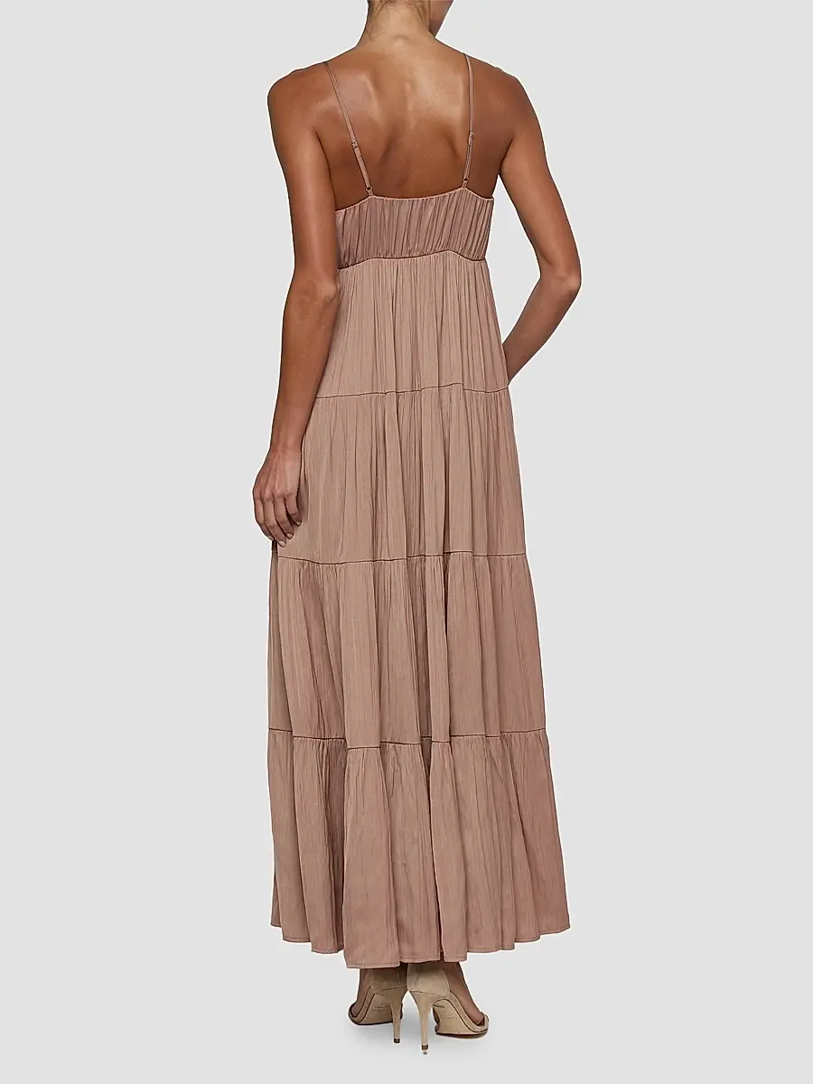 L'Agence Women's Lua Tiered Satin Maxi Dress | Thumbnail 4