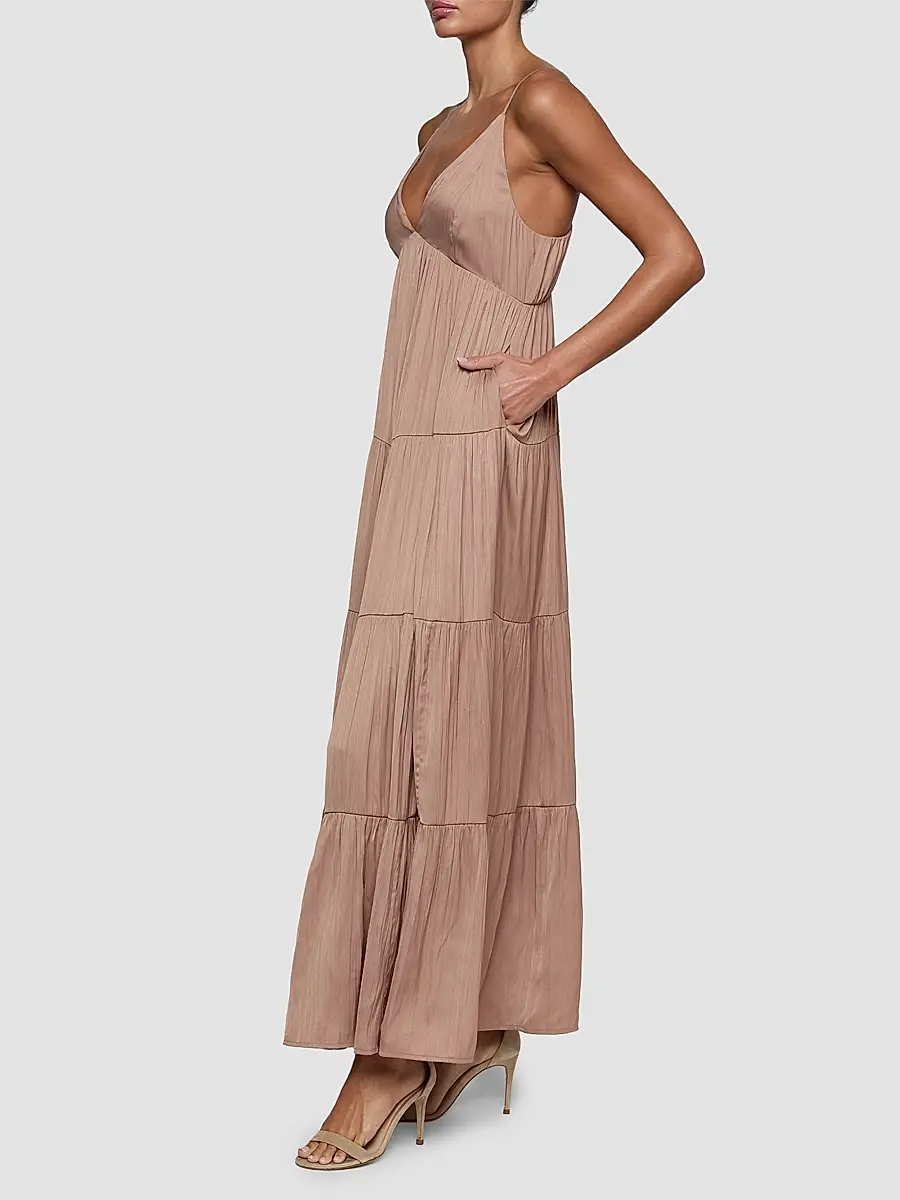 L'Agence Women's Lua Tiered Satin Maxi Dress | Thumbnail 5