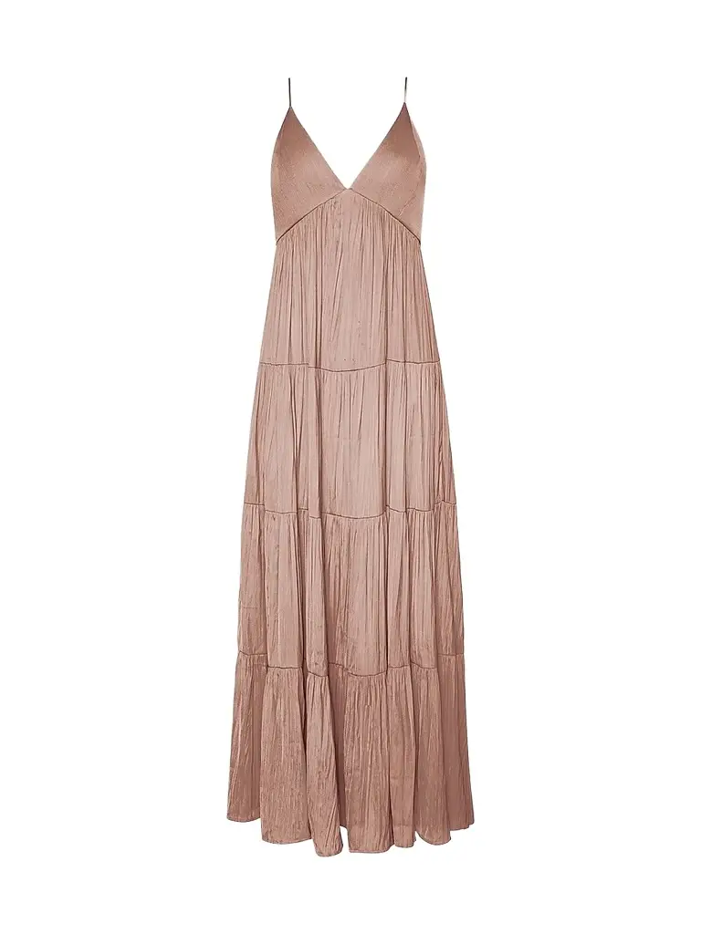 L'Agence Women's Lua Tiered Satin Maxi Dress