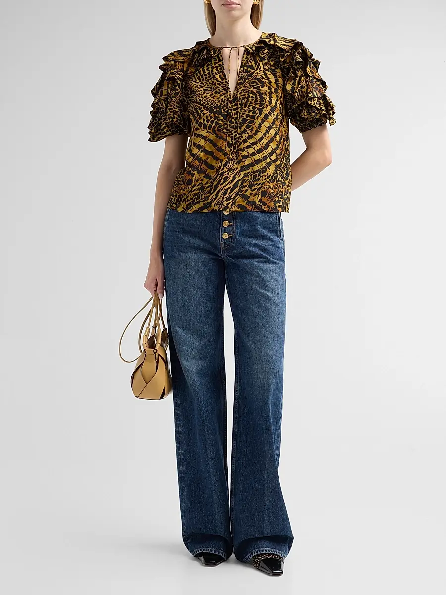 Ulla Johnson Women's Josephine Animal-Print Silk Top | Thumbnail 2 Ulla Johnson Women's Josephine Animal-Print Silk Top | Thumbnail 2