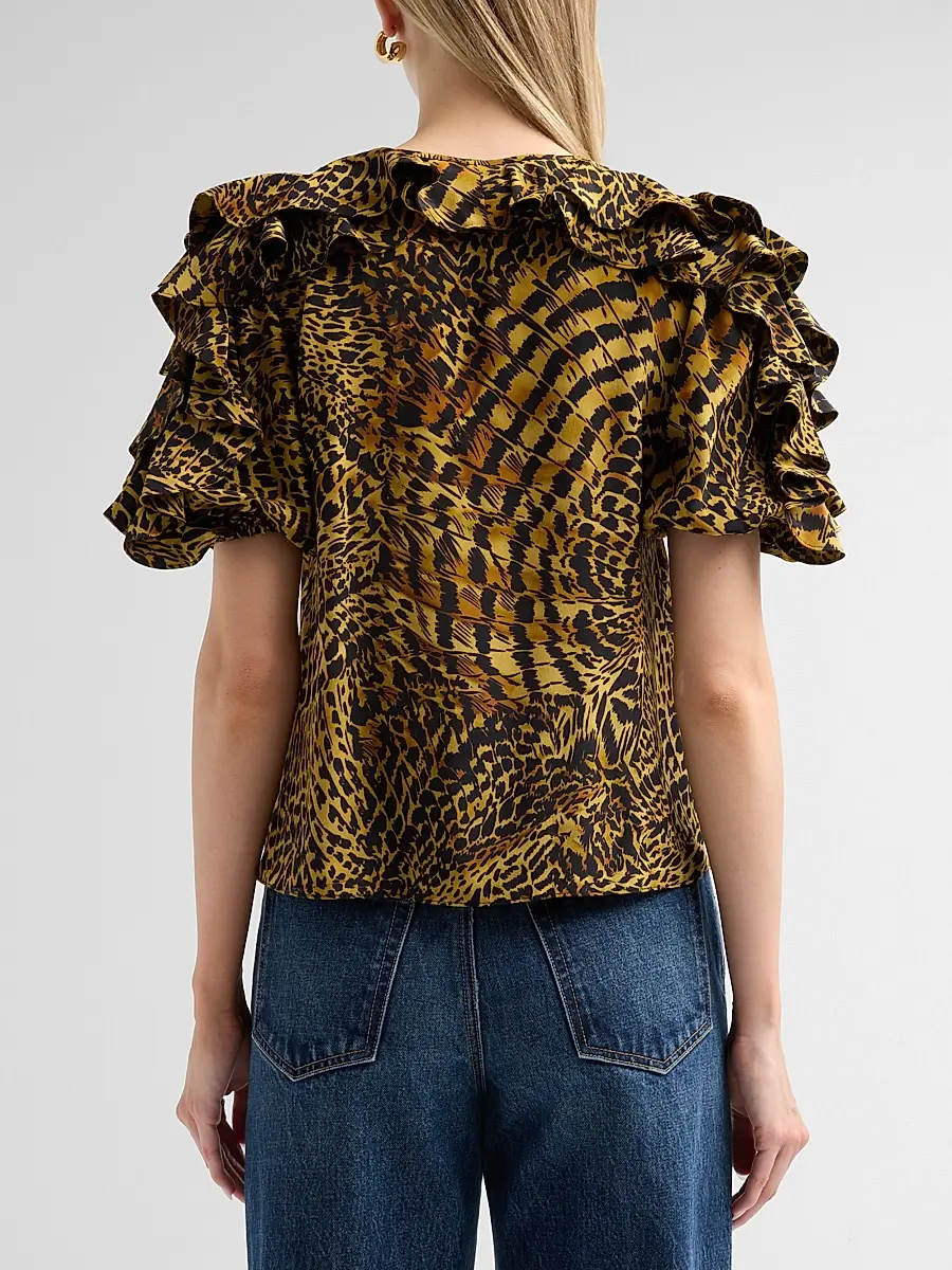 Ulla Johnson Women's Josephine Animal-Print Silk Top | Thumbnail 3 Ulla Johnson Women's Josephine Animal-Print Silk Top | Thumbnail 3