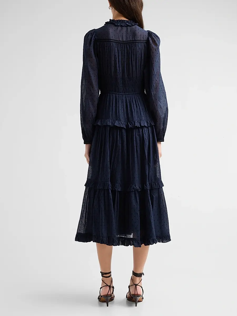 Ulla Johnson Women's Ardelle Clip Dot Cotton Midi-Dress | Thumbnail 3 Ulla Johnson Women's Ardelle Clip Dot Cotton Midi-Dress | Thumbnail 3