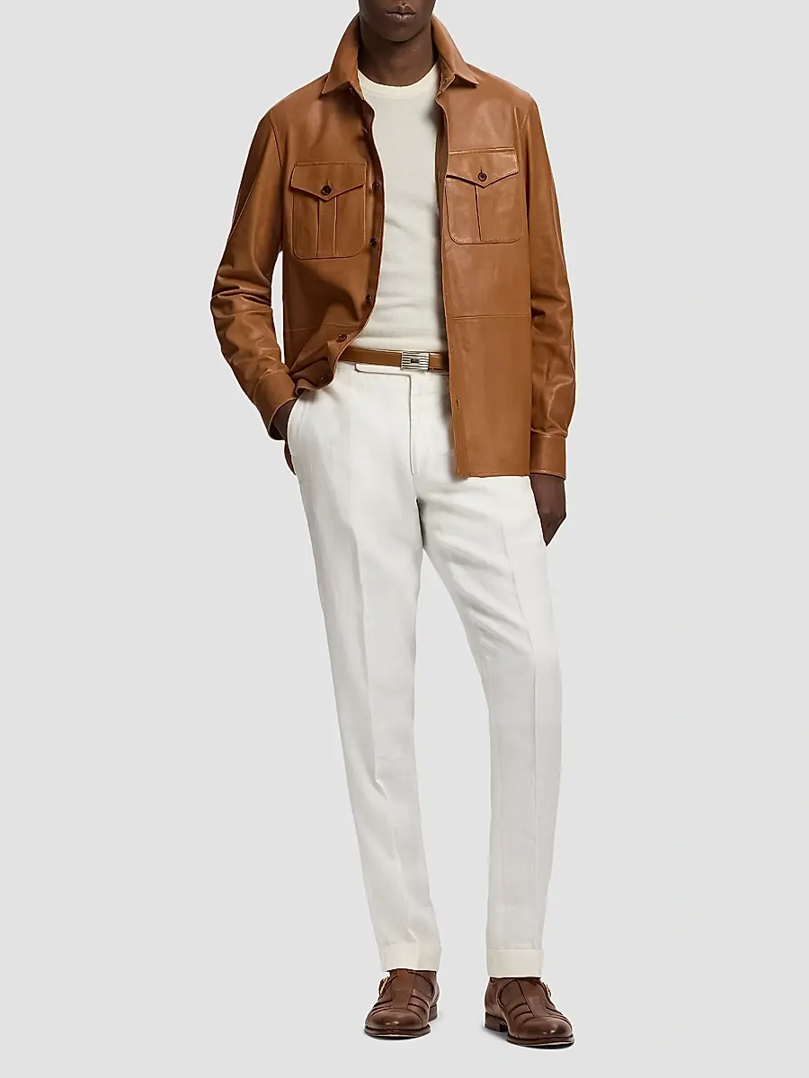 Ralph Lauren Purple Label Men's Barron Plonge Leather Shirt Jacket | Thumbnail 2