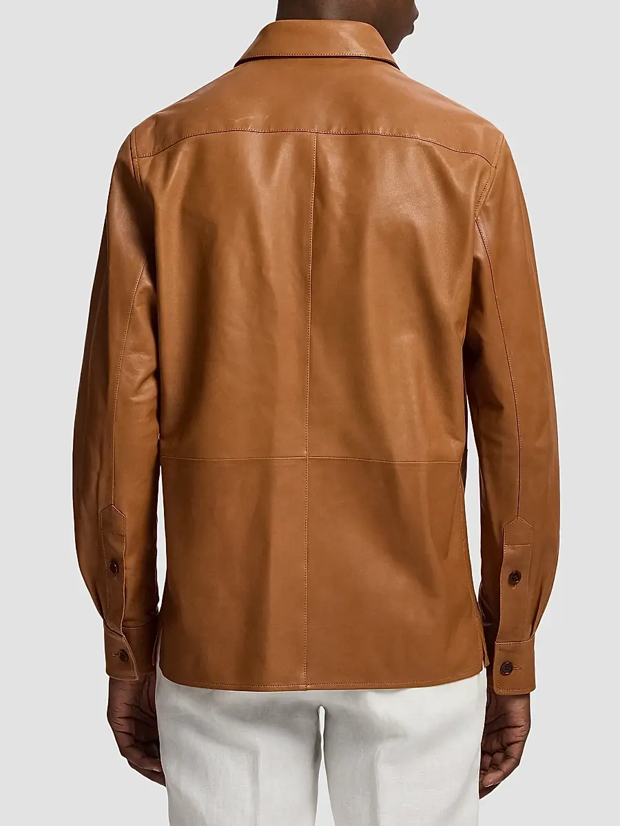 Ralph Lauren Purple Label Men's Barron Plonge Leather Shirt Jacket | Thumbnail 3