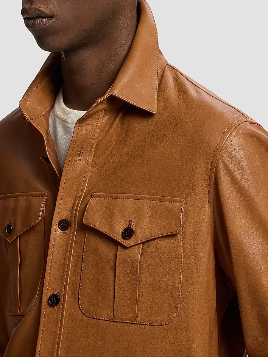 Ralph Lauren Purple Label Men's Barron Plonge Leather Shirt Jacket | Thumbnail 5