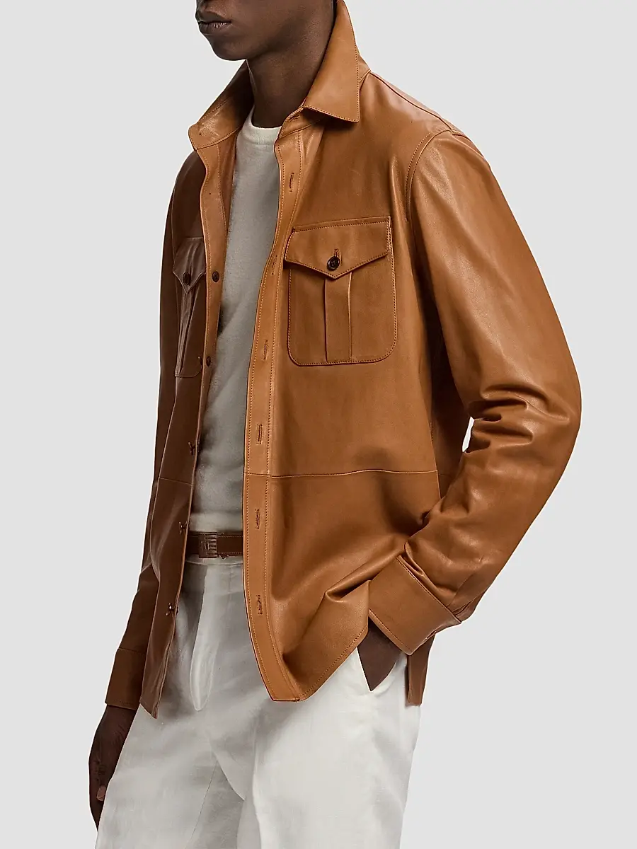 Ralph Lauren Purple Label Men's Barron Plonge Leather Shirt Jacket | Thumbnail 6