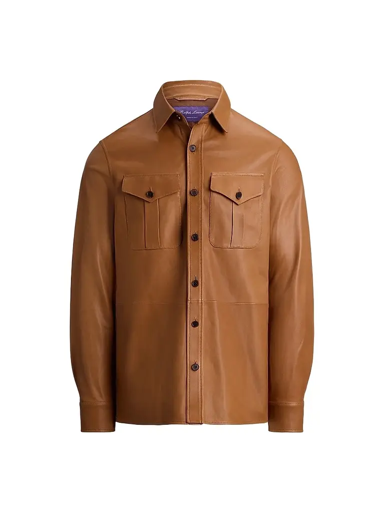 Ralph Lauren Purple Label Men's Barron Plonge Leather Shirt Jacket - Gold | Image 1 Ralph Lauren Purple Label Men's Barron Plonge Leather Shirt Jacket - Gold | Image 1