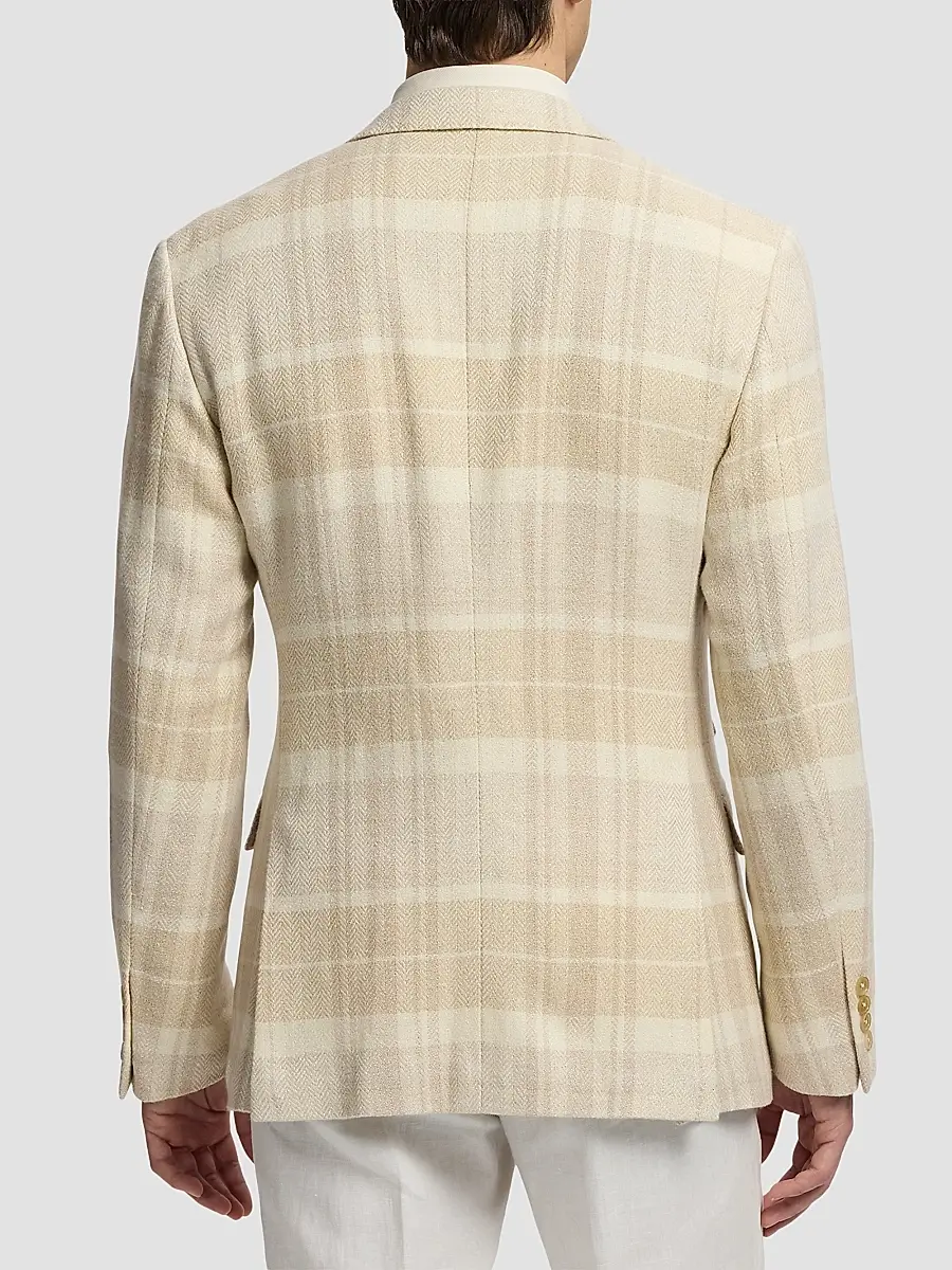 Ralph Lauren Purple Label Men's Kent Plaid Silk-Linen-Cashmere Single-Breasted Sport Coat | Thumbnail 2 Ralph Lauren Purple Label Men's Kent Plaid Silk-Linen-Cashmere Single-Breasted Sport Coat | Thumbnail 2