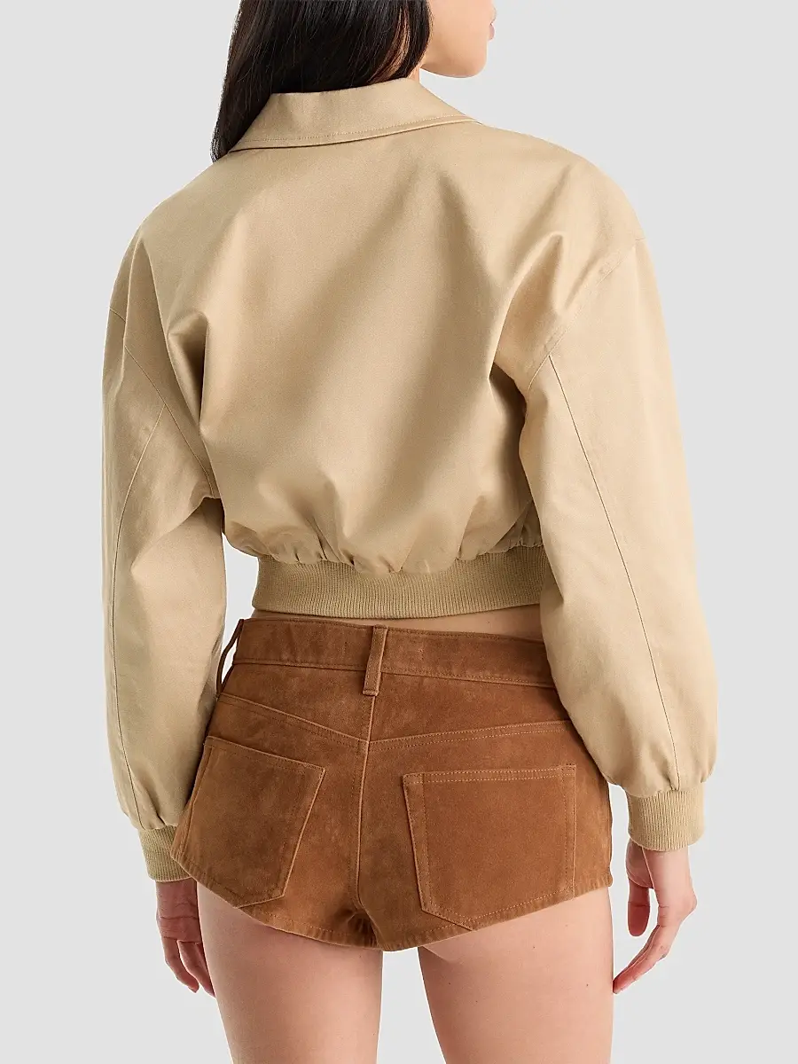 GOOD AMERICAN Women's The Twill Cropped Bomber Jacket | Thumbnail 3 GOOD AMERICAN Women's The Twill Cropped Bomber Jacket | Thumbnail 3