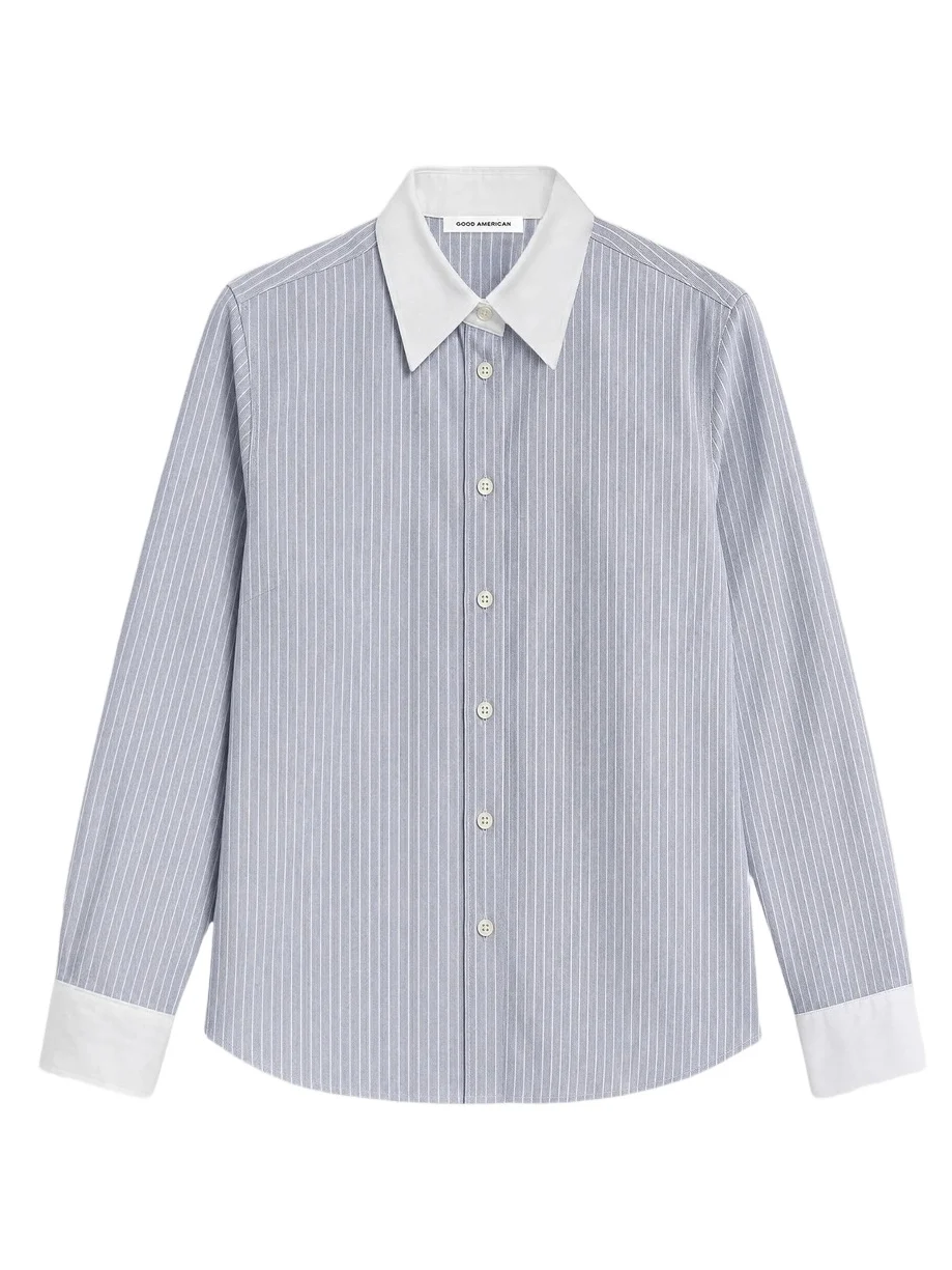 GOOD AMERICAN Women's The Oxford Contrast Shirt