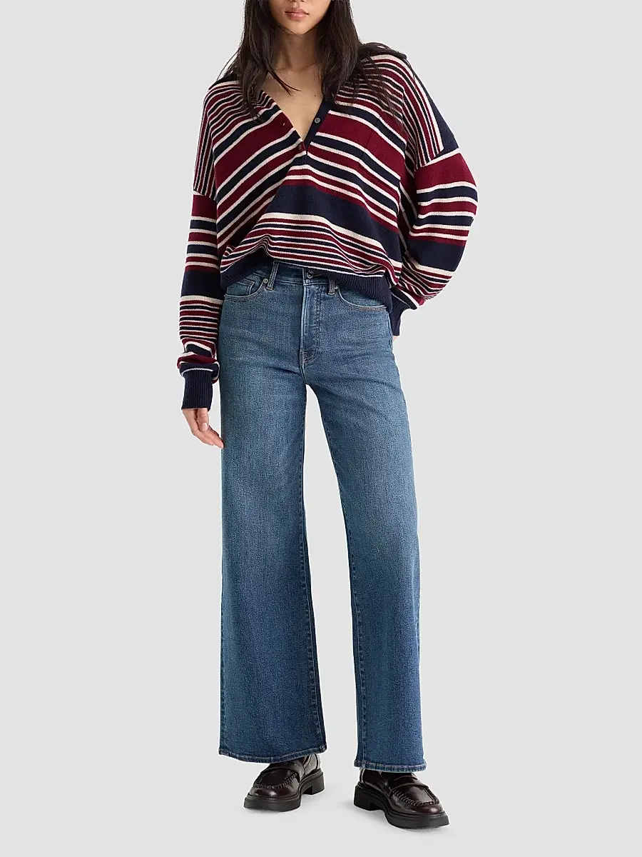 GOOD AMERICAN Women's The Oversized Striped Rugby Sweater | Thumbnail 2
