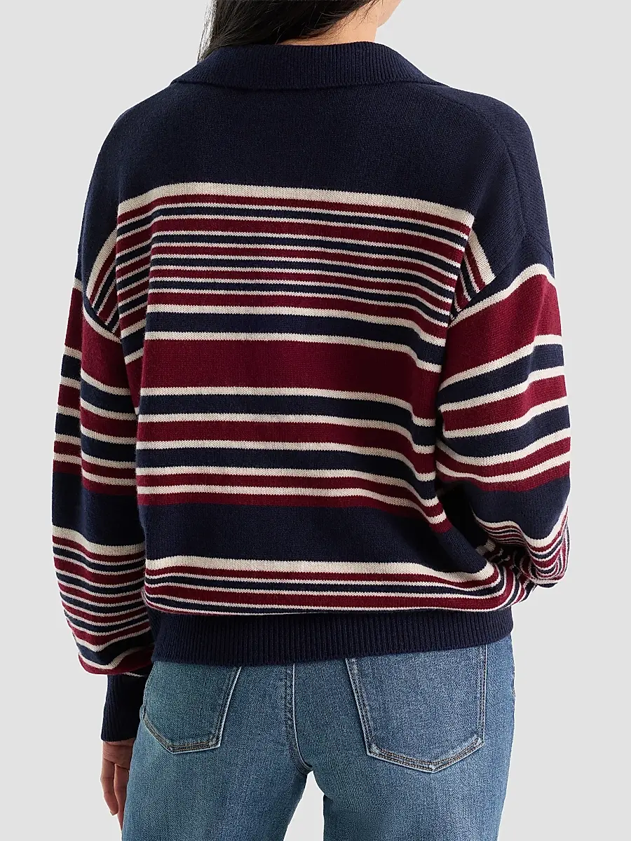 GOOD AMERICAN Women's The Oversized Striped Rugby Sweater | Thumbnail 3