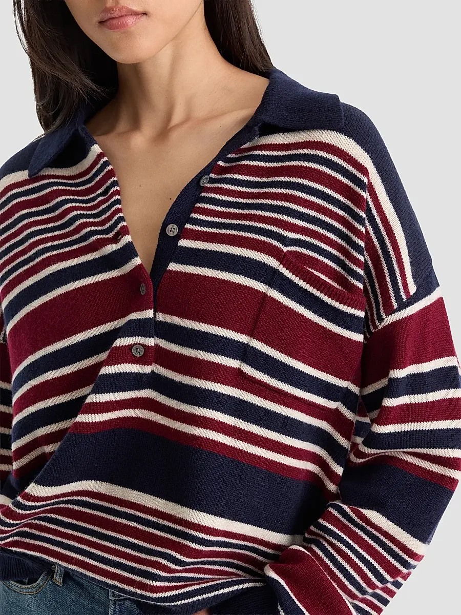 GOOD AMERICAN Women's The Oversized Striped Rugby Sweater | Thumbnail 5
