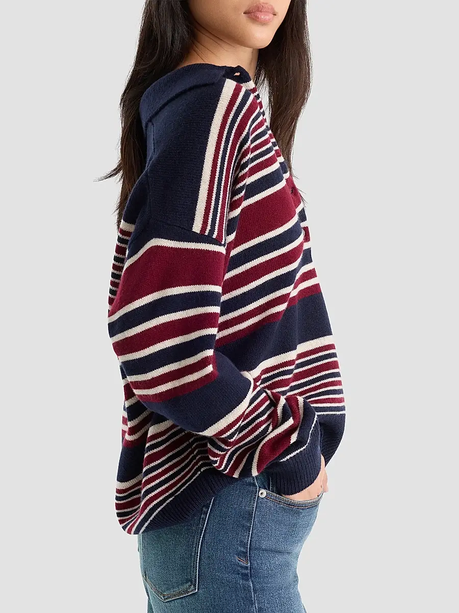 GOOD AMERICAN Women's The Oversized Striped Rugby Sweater | Thumbnail 6