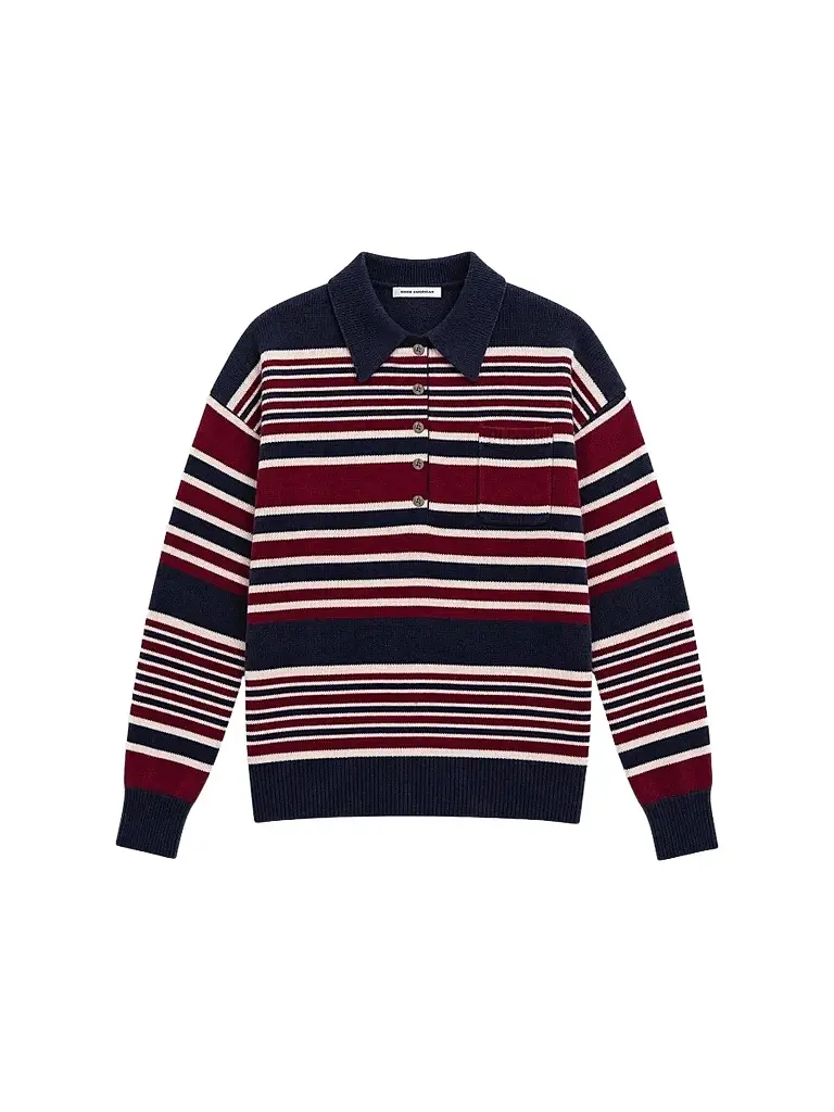 Good American Women's The Oversized Striped Rugby Sweater - Multi Stripe | Image 1 Good American Women's The Oversized Striped Rugby Sweater - Multi Stripe | Image 1