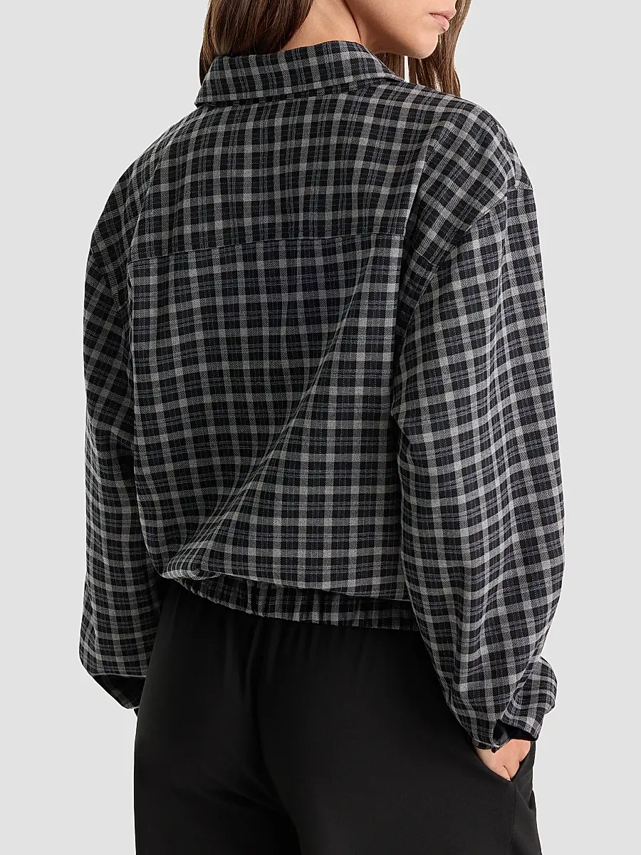 GOOD AMERICAN Women's The Lightweight Plaid Bomber Jacket | Thumbnail 3 GOOD AMERICAN Women's The Lightweight Plaid Bomber Jacket | Thumbnail 3