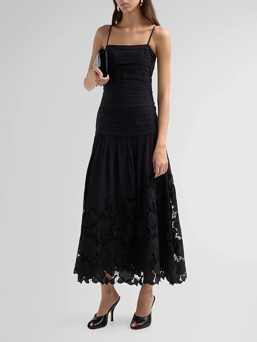 Hemant & Nandita Women's Pleated A-Line Maxi Dress | Thumbnail 4 Hemant & Nandita Women's Pleated A-Line Maxi Dress | Thumbnail 4
