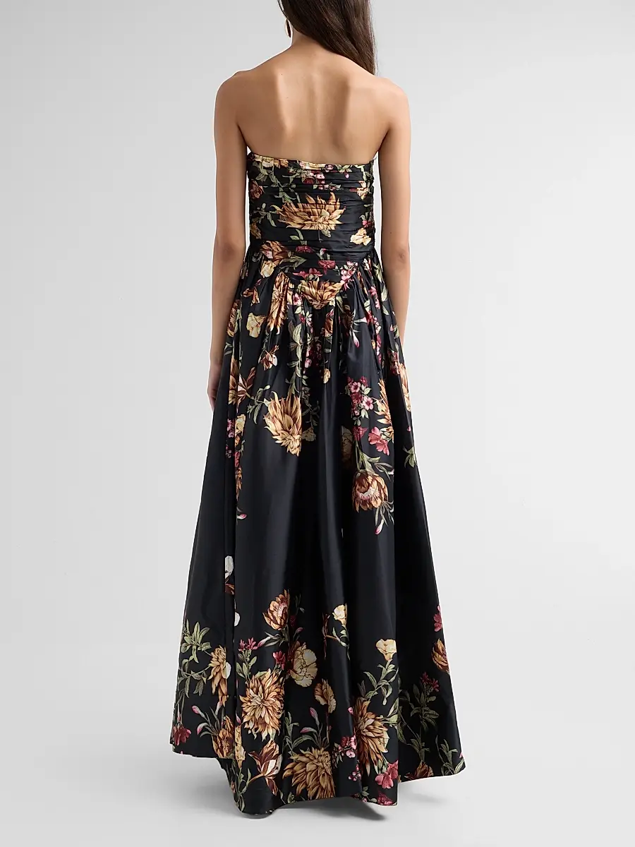Hemant & Nandita Women's Floral Ruched Strapless Maxi Dress | Thumbnail 3 Hemant & Nandita Women's Floral Ruched Strapless Maxi Dress | Thumbnail 3