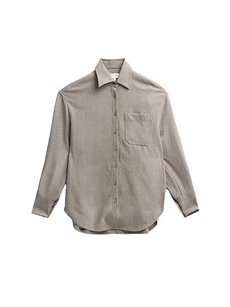 Ronny Kobo Women's Niall Striped Shirt - Grey Stripe | Image 1 Ronny Kobo Women's Niall Striped Shirt - Grey Stripe | Image 1