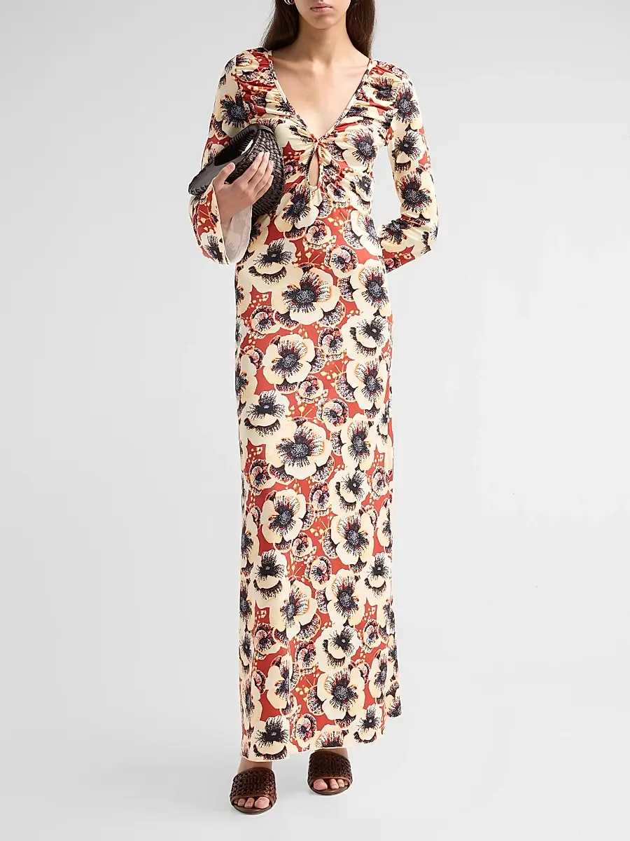 EYWASOULS MALIBU Women's Diana Floral Bell Sleeve Maxi Dress | Thumbnail 2 EYWASOULS MALIBU Women's Diana Floral Bell Sleeve Maxi Dress | Thumbnail 2