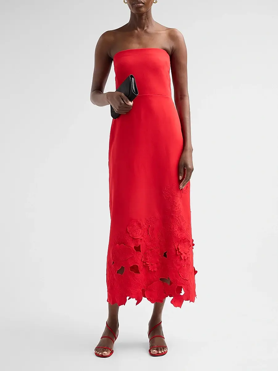 As It May Women's Maelle Crêpe Embroidered Midi Dress | Thumbnail 2 As It May Women's Maelle Crêpe Embroidered Midi Dress | Thumbnail 2