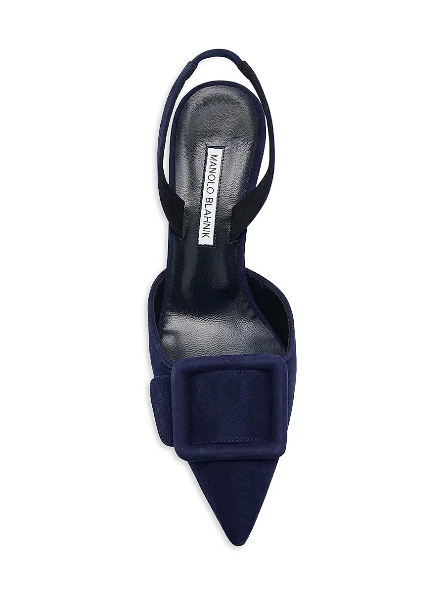 Manolo Blahnik Women's Maysli 70MM Suede Slingback Pumps | Thumbnail 5 Manolo Blahnik Women's Maysli 70MM Suede Slingback Pumps | Thumbnail 5