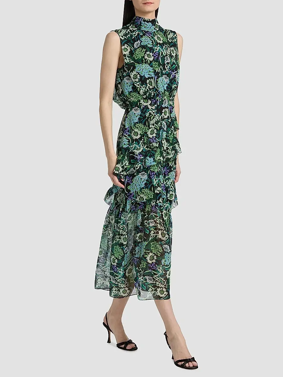 Saloni Women's Fleur Ruffled Midi Dress | Thumbnail 2 Saloni Women's Fleur Ruffled Midi Dress | Thumbnail 2