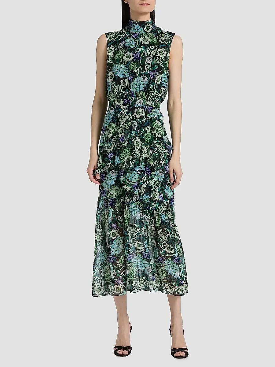 Saloni Women's Fleur Ruffled Midi Dress | Thumbnail 3 Saloni Women's Fleur Ruffled Midi Dress | Thumbnail 3