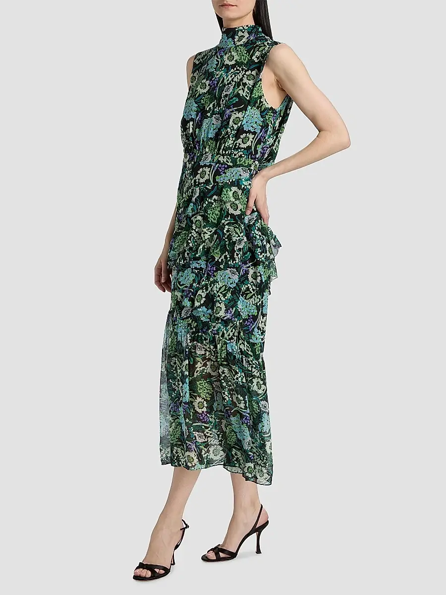 Saloni Women's Fleur Ruffled Midi Dress | Thumbnail 4 Saloni Women's Fleur Ruffled Midi Dress | Thumbnail 4