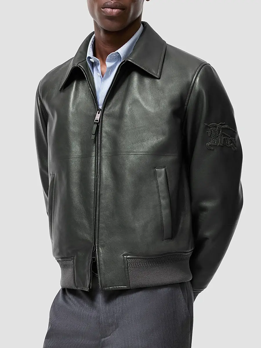 Burberry Men's Bloomsbury Leather Bomber Jacket | Thumbnail 2 Burberry Men's Bloomsbury Leather Bomber Jacket | Thumbnail 2