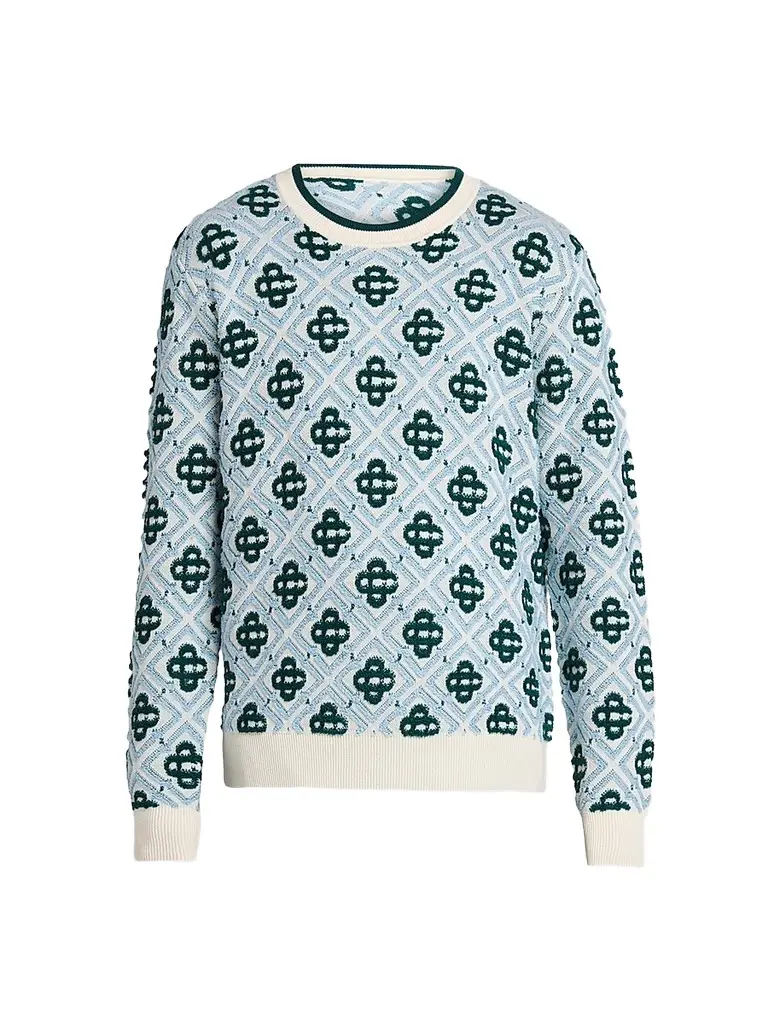 Casablanca Men's Monogram Wool Crewneck Sweater - Green | Image 1 Casablanca Men's Monogram Wool Crewneck Sweater - Green | Image 1