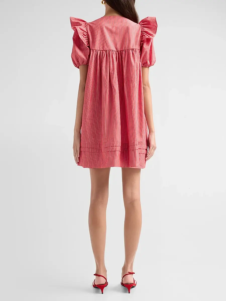 Ganni Women's Oxford Stripe Angel Minidress | Thumbnail 3 Ganni Women's Oxford Stripe Angel Minidress | Thumbnail 3