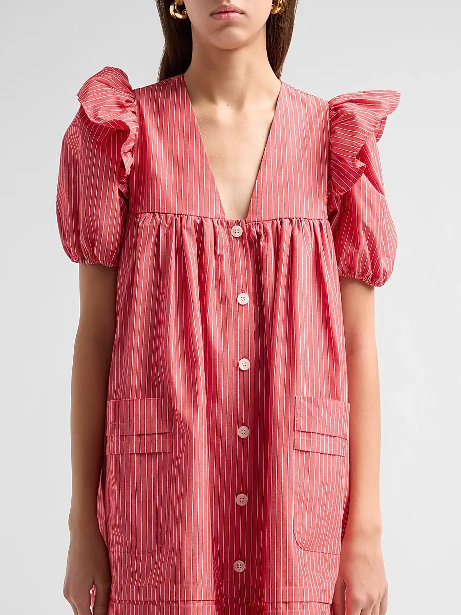 Ganni Women's Oxford Stripe Angel Minidress | Thumbnail 5 Ganni Women's Oxford Stripe Angel Minidress | Thumbnail 5