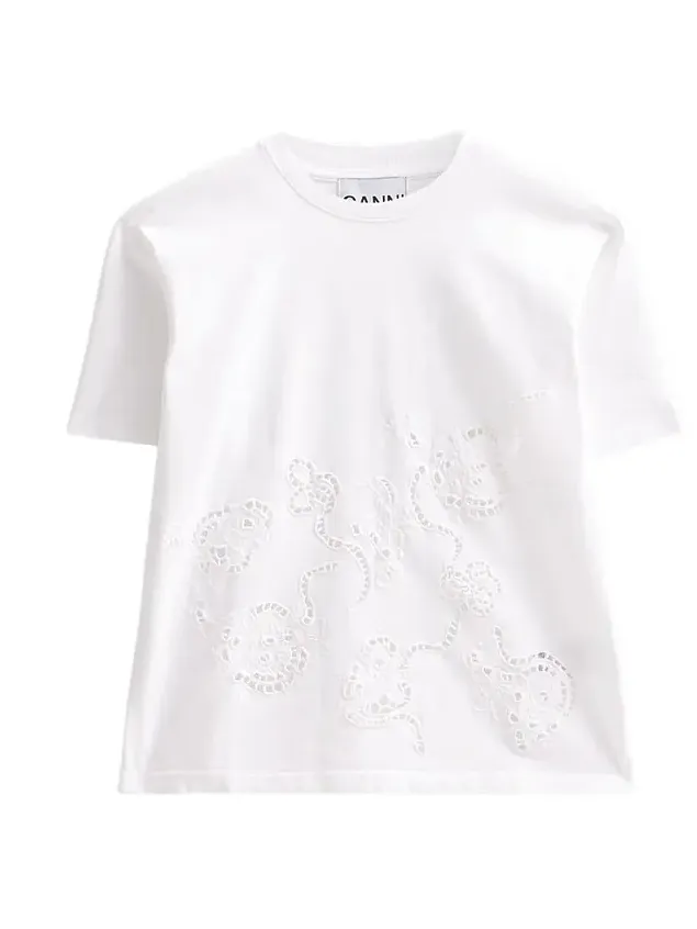 Women's Embroidered Anglais Cotton Jersey T-Shirt