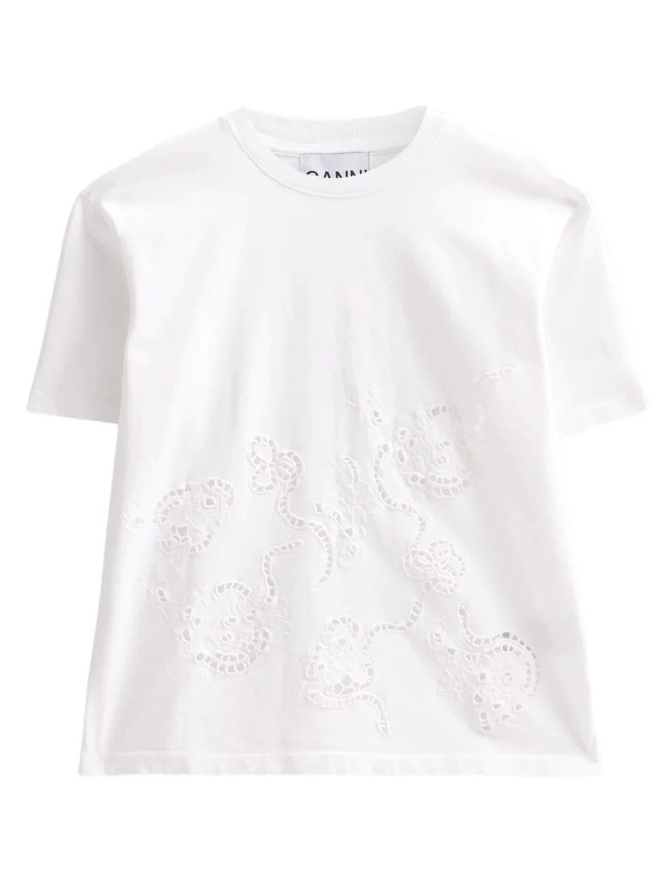 Women's Embroidered Anglais Cotton Jersey T-Shirt