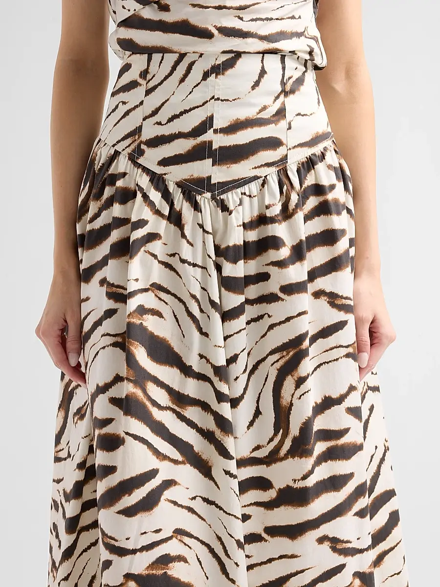 Ganni Women's Zebra Print Stretch-Cotton Midi Skirt | Thumbnail 5 Ganni Women's Zebra Print Stretch-Cotton Midi Skirt | Thumbnail 5