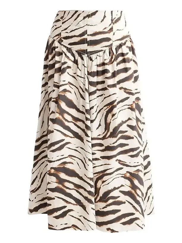 Women's Zebra Print Stretch-Cotton Midi Skirt Women's Zebra Print Stretch-Cotton Midi Skirt