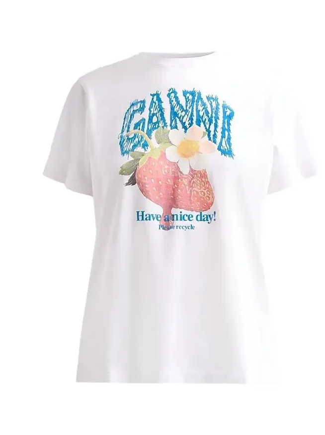 Women's Strawberry Cotton Jersey Crewneck T-Shirt Women's Strawberry Cotton Jersey Crewneck T-Shirt