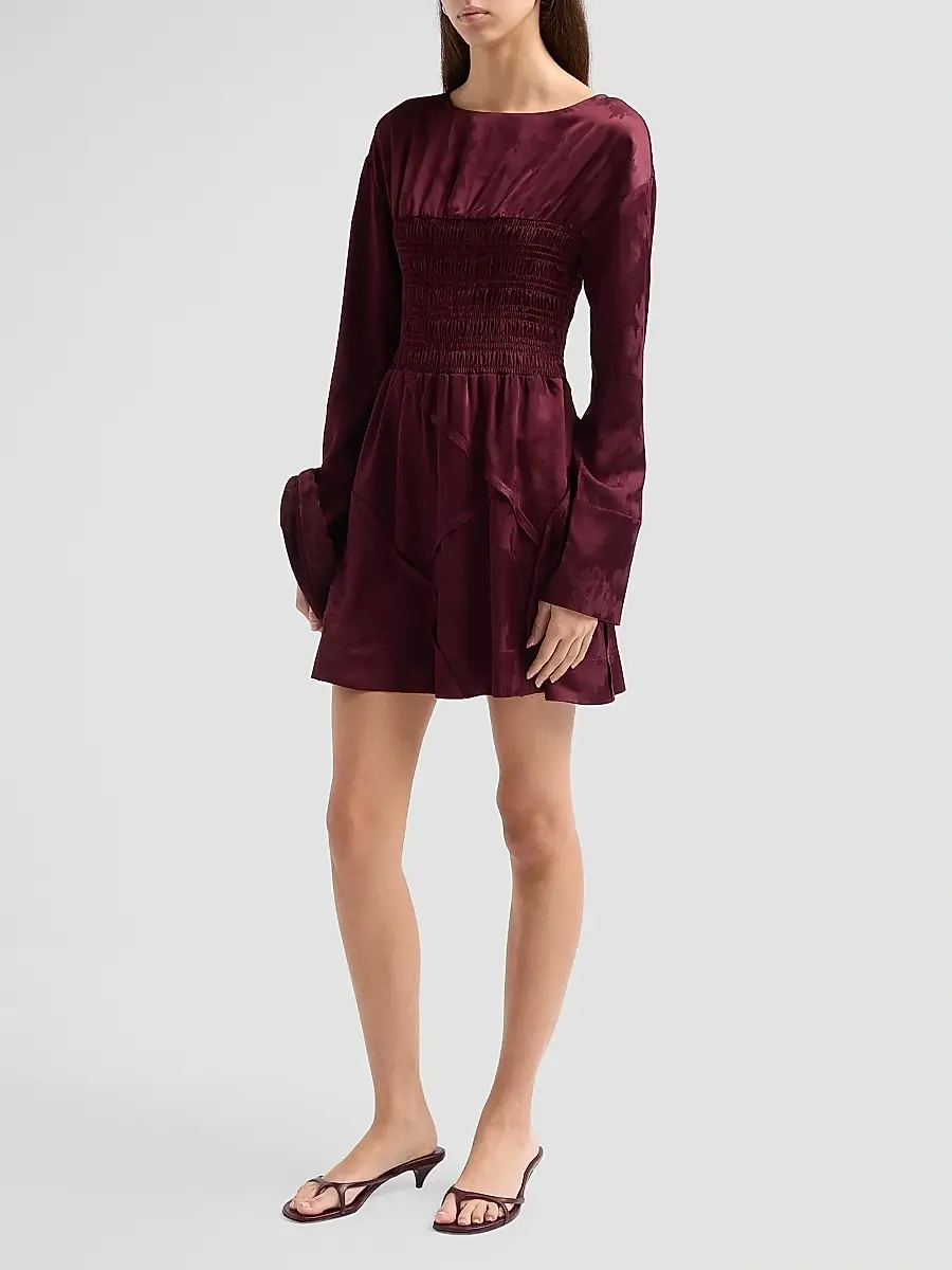Ganni Women's Fluid Satin Jacquard Patchwork Mini Dress | Thumbnail 4