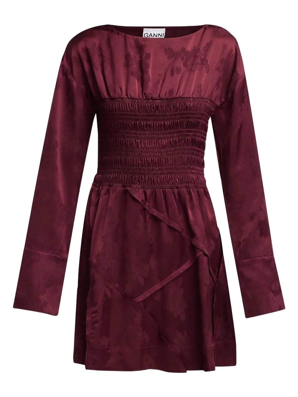 Women's Fluid Satin Jacquard Patchwork Mini Dress Women's Fluid Satin Jacquard Patchwork Mini Dress