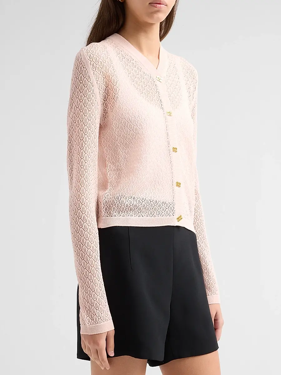 Ganni Women's Pointelle-Knit Cardigan | Thumbnail 4 Ganni Women's Pointelle-Knit Cardigan | Thumbnail 4
