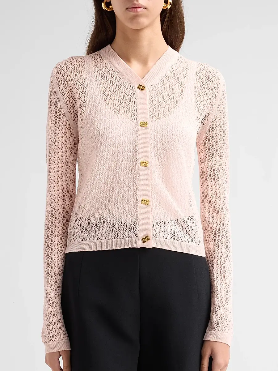 Ganni Women's Pointelle-Knit Cardigan | Thumbnail 5 Ganni Women's Pointelle-Knit Cardigan | Thumbnail 5