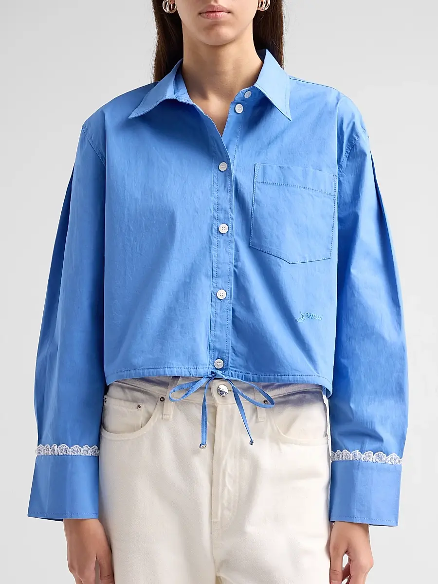 Ganni Women's Stretch Cotton Cropped Bowling Shirt | Thumbnail 5 Ganni Women's Stretch Cotton Cropped Bowling Shirt | Thumbnail 5